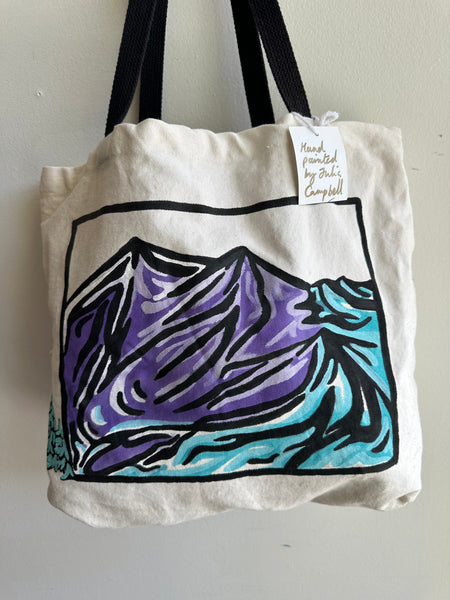 Mother Snake x Julia Campbell Handpainted Mountain Tote Bag | Purple/Blue