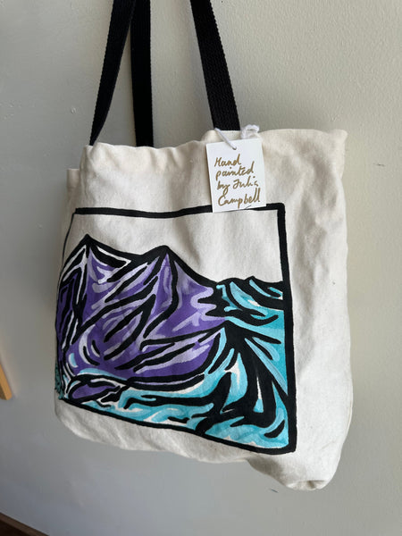 Mother Snake x Julia Campbell Handpainted Mountain Tote Bag | Purple/Blue