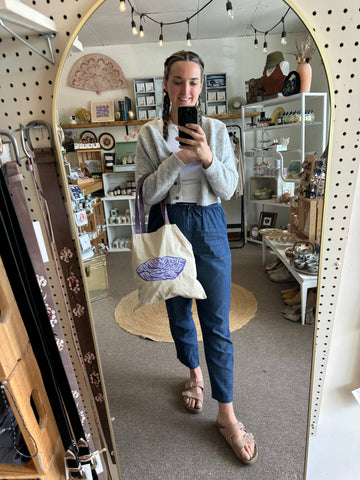 Mother Snake x Julia Campbell Handpainted Mountain Tote Bag | Purple