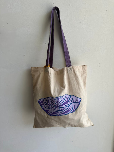 Mother Snake x Julia Campbell Handpainted Mountain Tote Bag | Purple