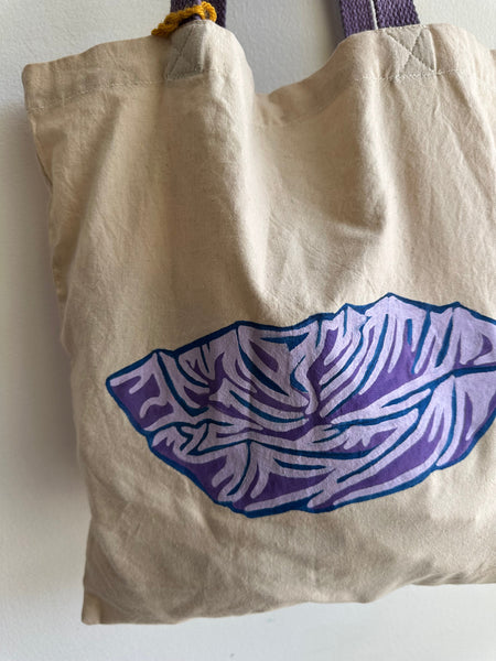 Mother Snake x Julia Campbell Handpainted Mountain Tote Bag | Purple