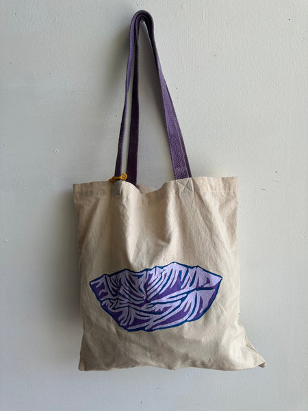 Mother Snake x Julia Campbell Handpainted Mountain Tote Bag | Purple