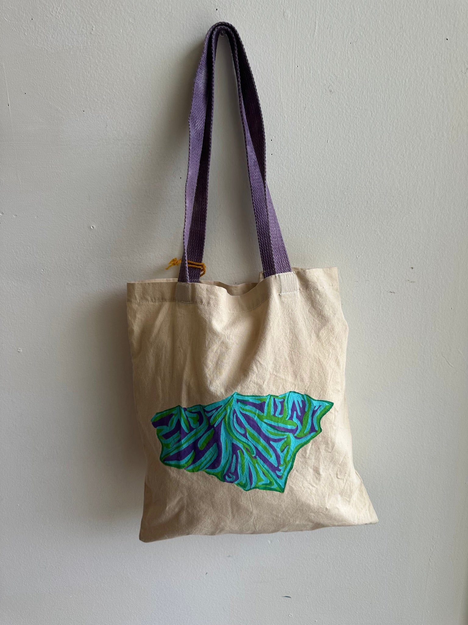 Mother Snake x Julia Campbell Handpainted Mountain Tote | Green/Purple