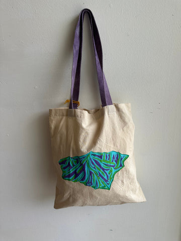 Mother Snake x Julia Campbell Handpainted Mountain Tote | Green/Purple