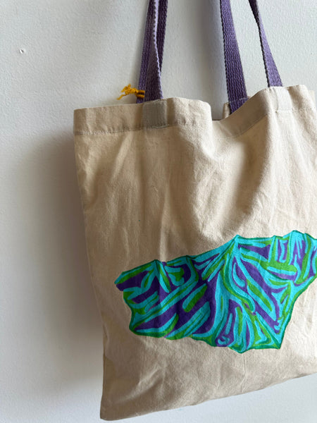 Mother Snake x Julia Campbell Handpainted Mountain Tote | Green/Purple