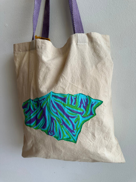 Mother Snake x Julia Campbell Handpainted Mountain Tote | Green/Purple
