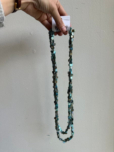 Vintage Mother of Pear Extra Long Beaded Necklace