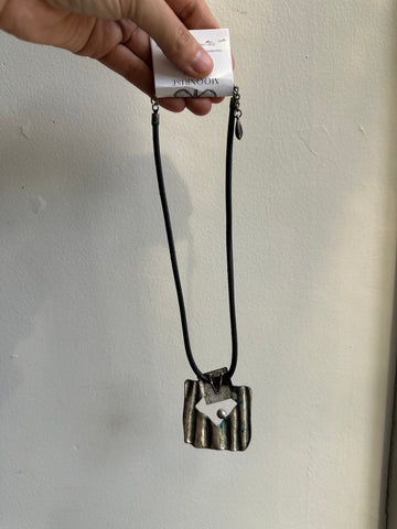 Vintage Art Deco Inspired Square Onyx Corded Necklace