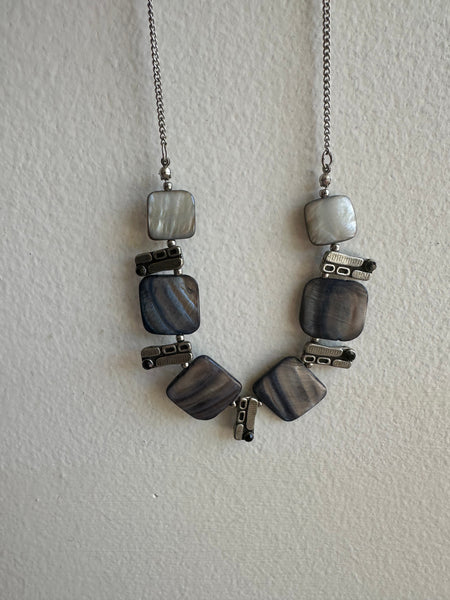 Vintage Blue Shell Statement Necklace