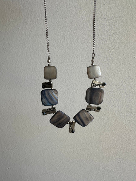 Vintage Blue Shell Statement Necklace