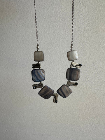 Vintage Blue Shell Statement Necklace