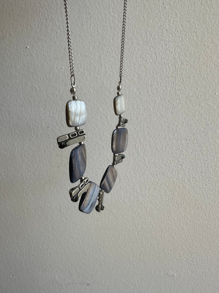 Vintage Blue Shell Statement Necklace