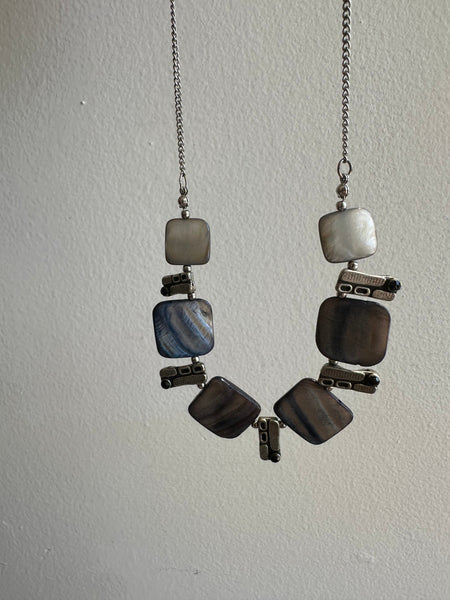 Vintage Blue Shell Statement Necklace