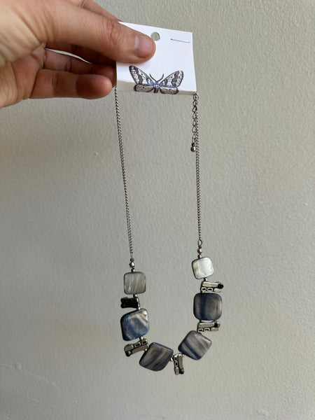 Vintage Blue Shell Statement Necklace