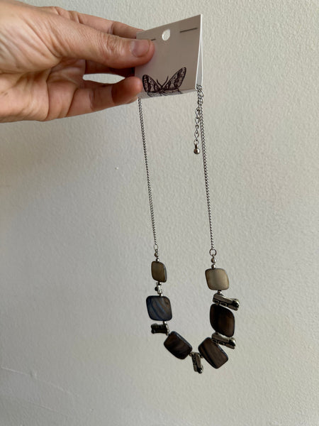 Vintage Blue Shell Statement Necklace