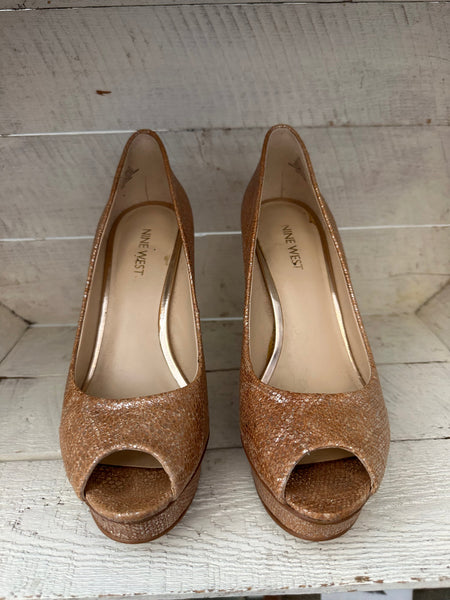 Nine West Katie Sparkly Nude Heels | Women’s Size 7