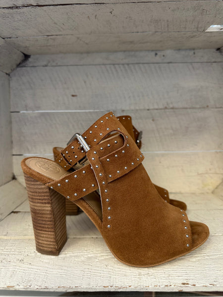Guess Suede Studded Wooden Heel Sandal | Women’s Size 9