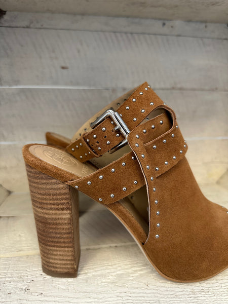 Guess Suede Studded Wooden Heel Sandal | Women’s Size 9