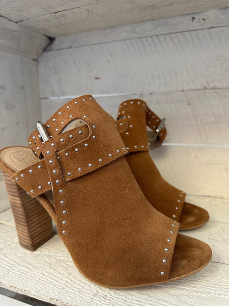 Guess Suede Studded Wooden Heel Sandal | Women’s Size 9