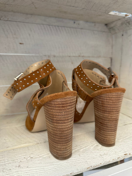 Guess Suede Studded Wooden Heel Sandal | Women’s Size 9