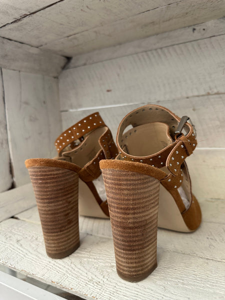 Guess Suede Studded Wooden Heel Sandal | Women’s Size 9