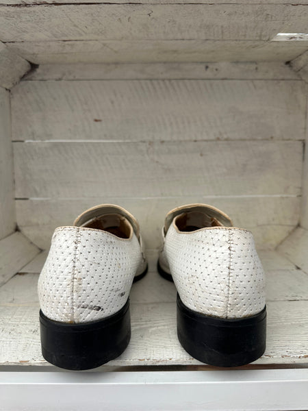 Vintage White Leather Penny Loafers | Men’s 9.5