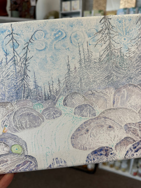 Gay Saunders Original Water Colour Canvas | Who Lives Here