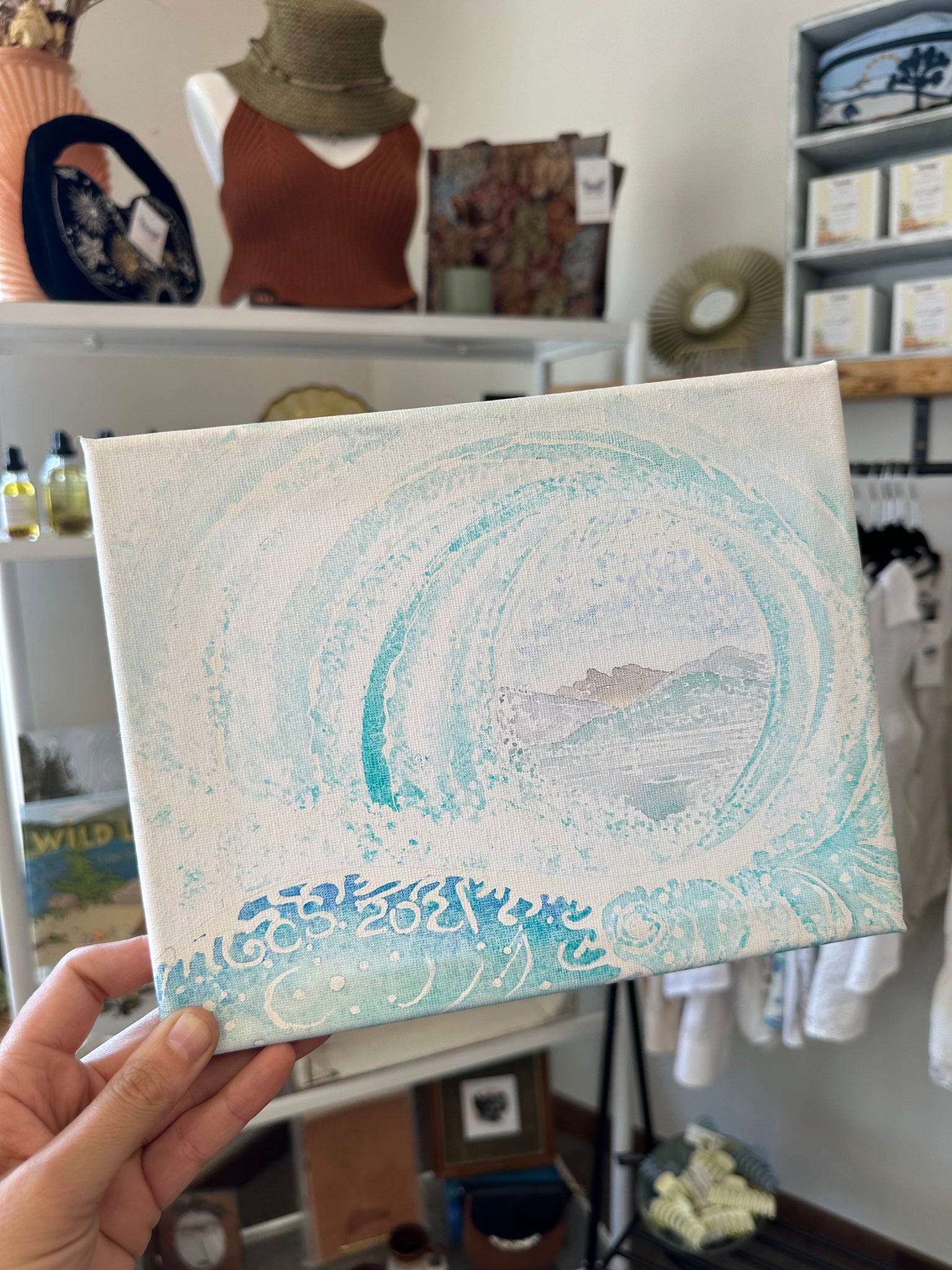Gay Saunders Original Water Colour Canvas | In the Curl Of The Wave