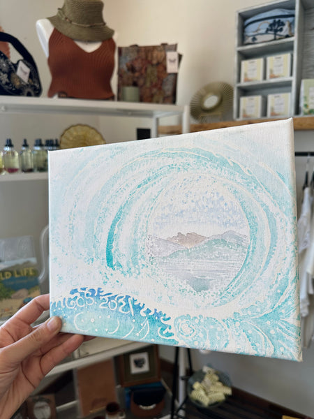 Gay Saunders Original Water Colour Canvas | In the Curl Of The Wave