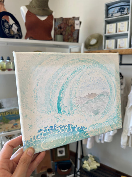 Gay Saunders Original Water Colour Canvas | In the Curl Of The Wave