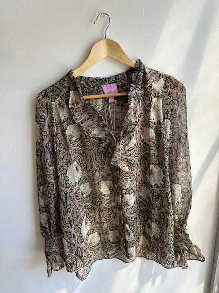 Muse Sheer Botanical Blouse | Size Medium