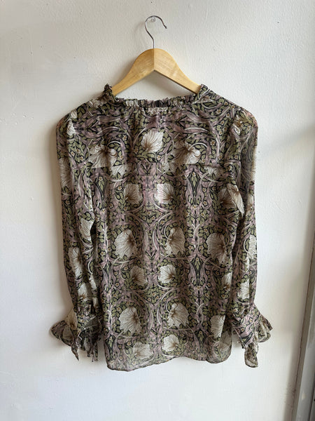 Muse Sheer Botanical Blouse | Size Medium
