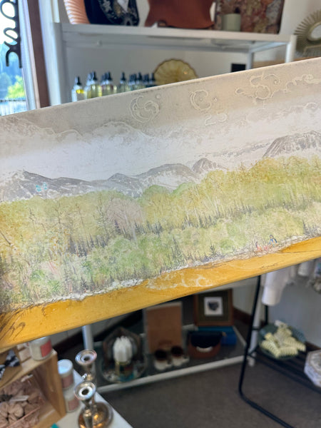 Gay Saunders Original Water Colour Canvas | Spring Time in The Rockies