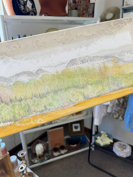 Gay Saunders Original Water Colour Canvas | Spring Time in The Rockies