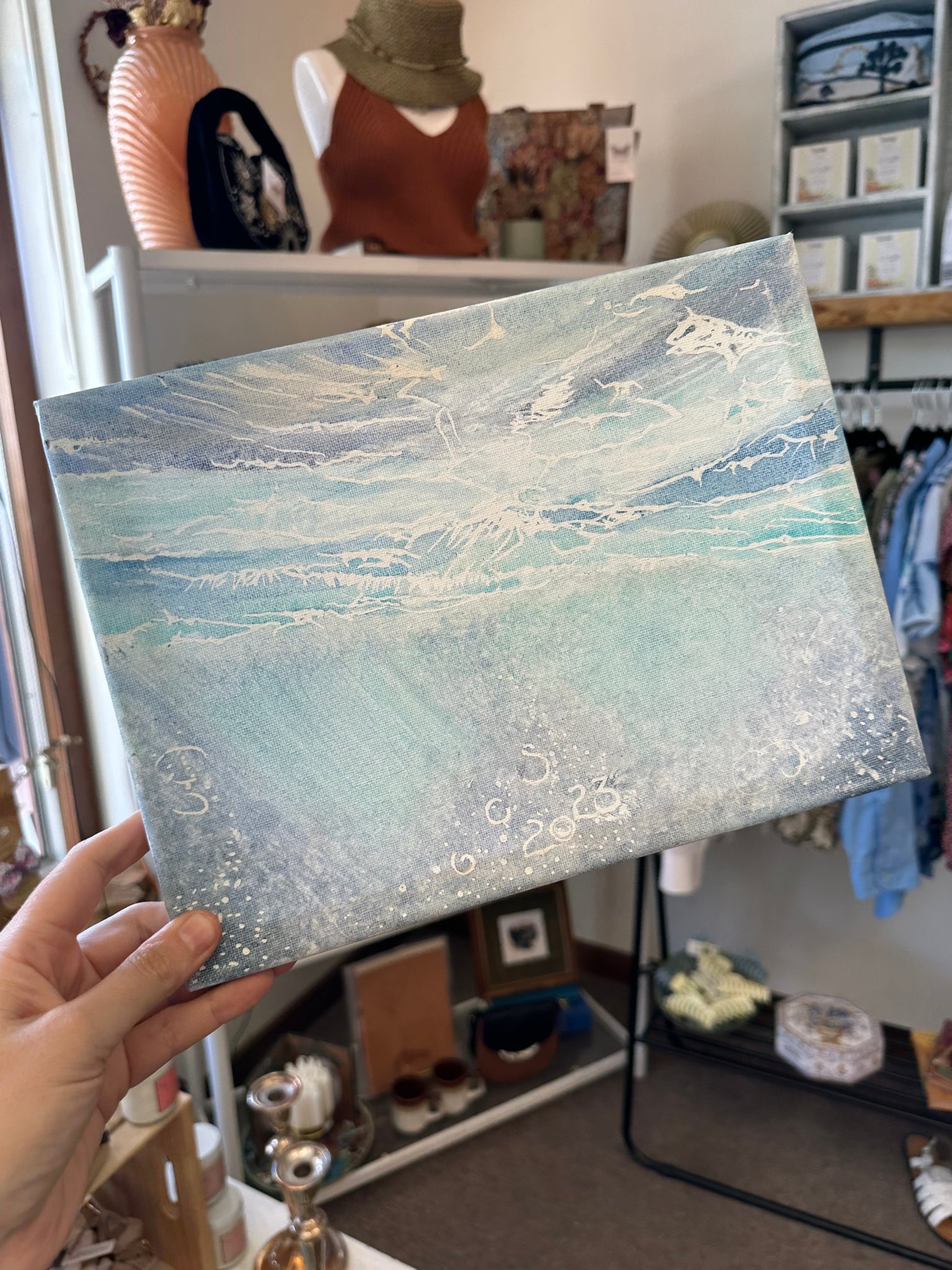 Gay Saunders Original Water Colour Canvas | Ocean Study #3