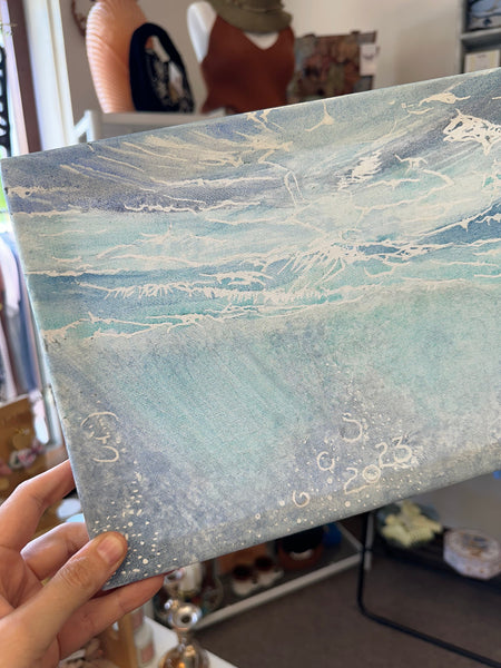 Gay Saunders Original Water Colour Canvas | Ocean Study #3