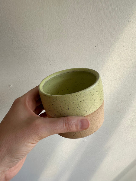 Earth to Ember | Handmade Speckled Stone Wide Tumbler | Lime