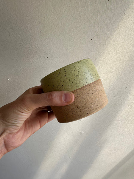 Earth to Ember | Handmade Speckled Stone Wide Tumbler | Lime