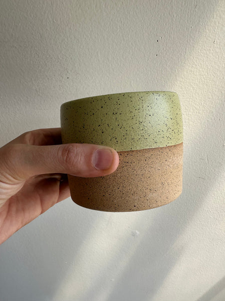 Earth to Ember | Handmade Speckled Stone Wide Tumbler | Lime