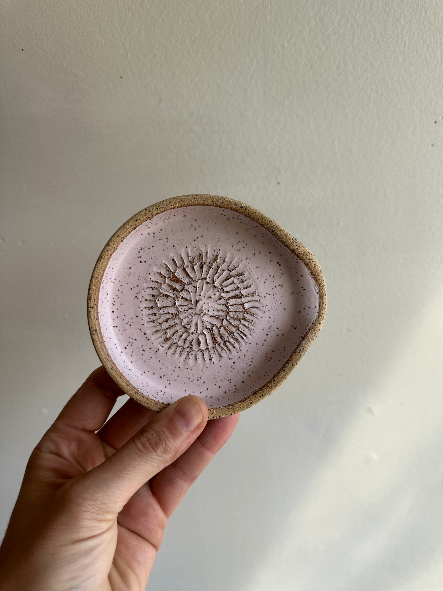 Earth to Ember | Handmade Speckled Stone Garlic Grater Dish | Pink