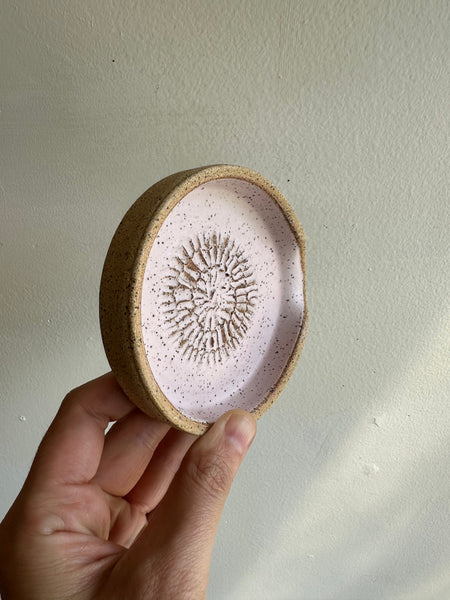 Earth to Ember | Handmade Speckled Stone Garlic Grater Dish | Pink