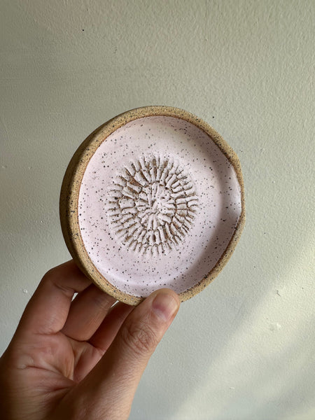 Earth to Ember | Handmade Speckled Stone Garlic Grater Dish | Pink