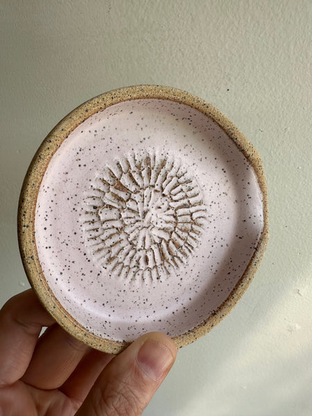 Earth to Ember | Handmade Speckled Stone Garlic Grater Dish | Pink