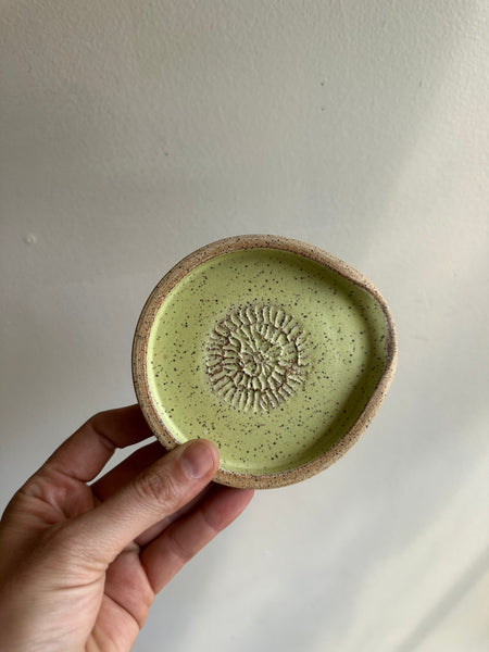 Earth to Ember | Handmade Speckled Stone Garlic Grater Dish | Green