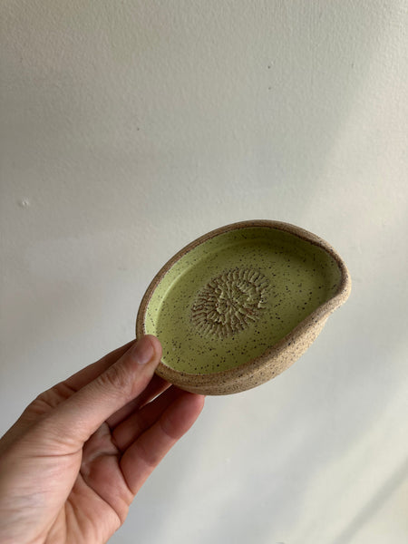 Earth to Ember | Handmade Speckled Stone Garlic Grater Dish | Green