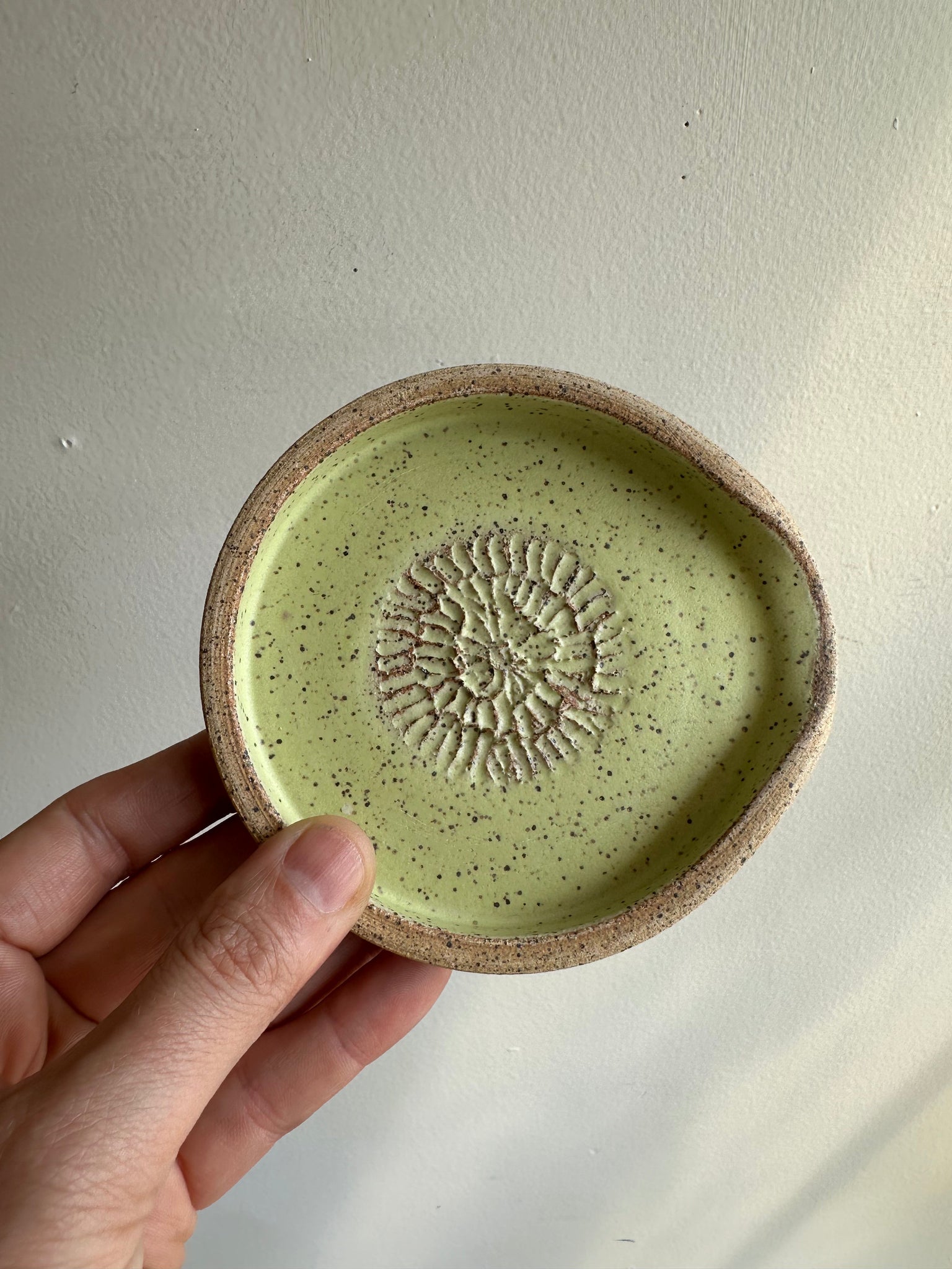 Earth to Ember | Handmade Speckled Stone Garlic Grater Dish | Green