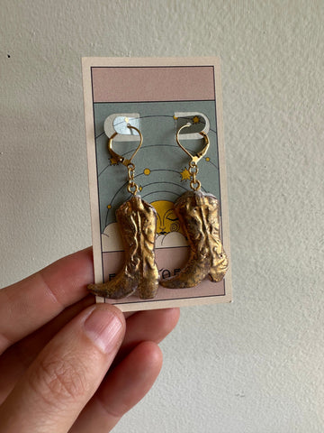 Earth to Ember | Handmade Ceramic Cowboy Boot Earrings | Bronze