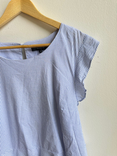 Seaside Stripe Peplum Top | Tie-Back Detail | Size 16