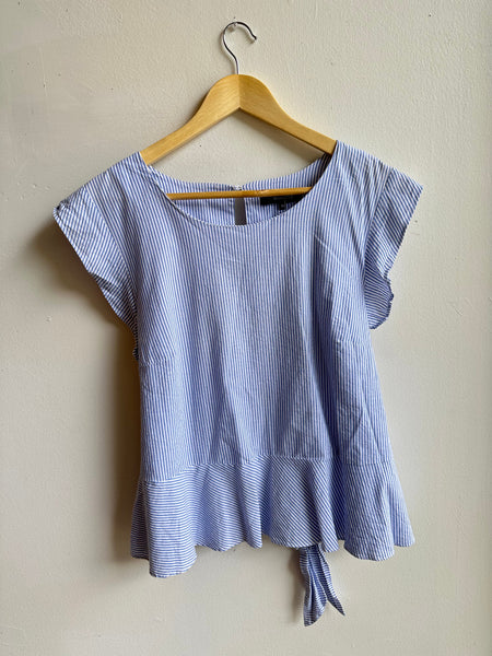 Seaside Stripe Peplum Top | Tie-Back Detail | Size 16