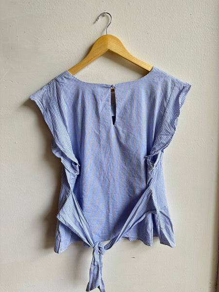 Seaside Stripe Peplum Top | Tie-Back Detail | Size 16